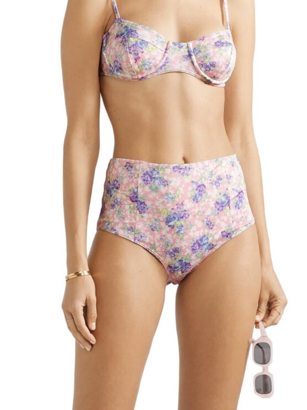 NWT LoveShackFancy Pink Garden Floral Bikini Medium